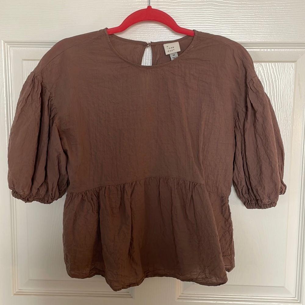 A New Day Gauze Brown Top